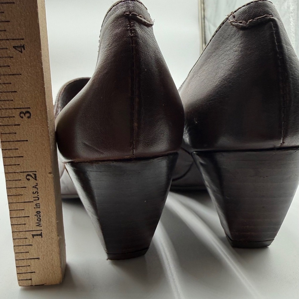 Pikolinos Brown Leather Mary Jane Pleated Round Toe Cone Heels Womens 38 - Picture 12 of 12